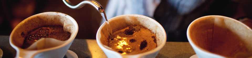 Shots of espresso being prepared